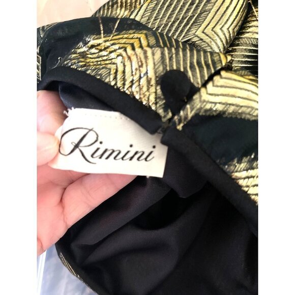 Rimini Top Womens Vintage Rayon Metallic Zig Zag Pattern Side Snap Gold Black - Picture 4 of 12